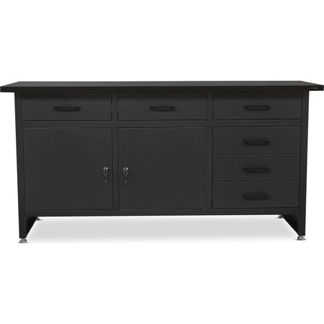 Werkbank HENRY, 1700 x 850 x 600 mm, All Black: schwarz