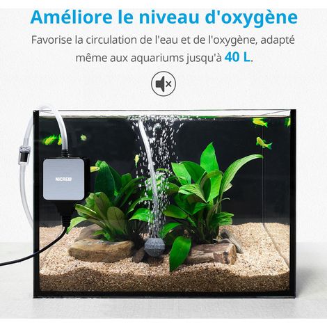 Pompe à Air d'Aquarium Silencieuse Mini Compresseur d'Oxygène avec Diffuseur et Tube pour Aquarium jusqu'à 40L (1/5)