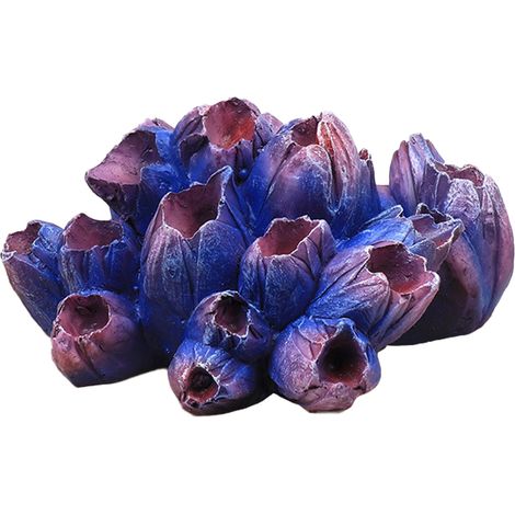 1 corail artificiel en résine, violet et jaune, 9,5 x 7,5 x 5 cm, décoration aquarium eau douce et salée (1/5)