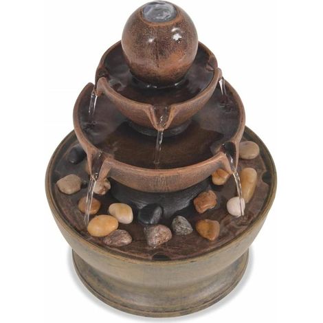 Fontaine décorative intérieure – Hauteur 23 cm – Marron – Jeu d’eau – Éclairage intégré – Relaxation (1/5)