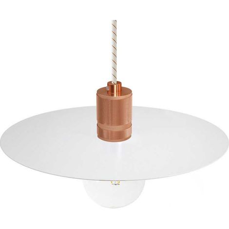 creative cables - Lampada a sospensione Made in Italy completa di cavo tessile, paralume oversize Ellepi e portalampada zigrinato