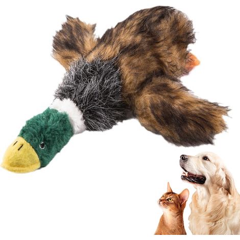 Jouet couineur en peluche pour chien - Jouet couineur - Jouet anti-stress pour chiens de petite, moyenne et grande taille - Jouet à mâcher pour chiots et chiots (canard sauvage) (1/5)