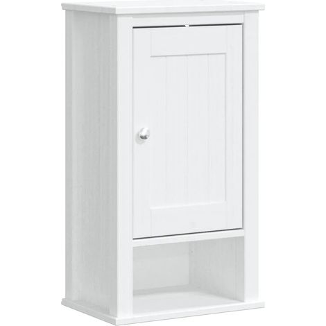 Armoire murale salle de bain 40 x 27 x 71,5 cm grand espace de rangement style rustique en bois de pin blanc (1/5)