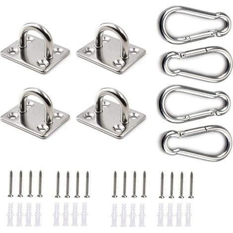Juego de 8 piezas de herrajes para toldos, ganchos de sujeción impermeables de acero inoxidable para toldos de jardín, hamacas, veleros y accesorios para velas de sombra, juego de 6 mm - 0,33 kg (1/5)