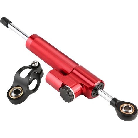 Stabilisateur universel d'amortisseur de direction en alliage d'aluminium pour moto (rouge et noir)