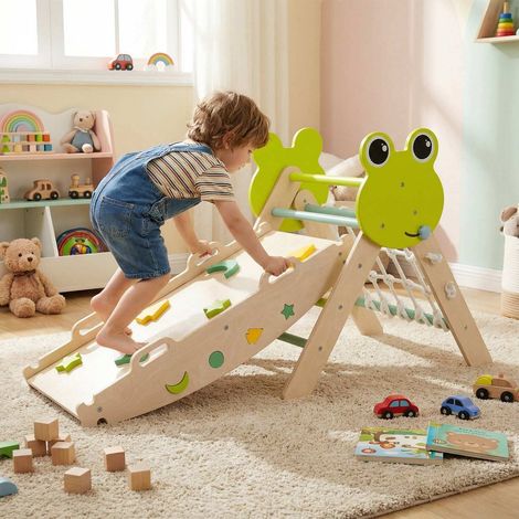 Ensemble d escalade enfant 3 pièces en bois pliable avec triangle grenouille (1/5)
