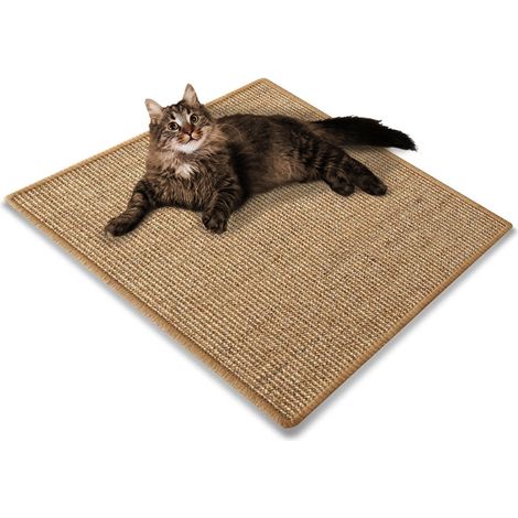 Floordirekt – Tapis à griffer pour chat en sisal 50x50 cm – Bord lié pour durabilité – Fond en latex antidérapant – Résistant à l'usure