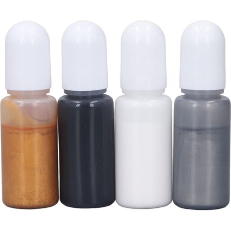 Kit de 4 Colorants pour Résine Époxy, Pigments Hautement Concentrés, , Gris Argent, Or, Noir, pour Art, Peinture, Artisanat et Bijoux (1/5)