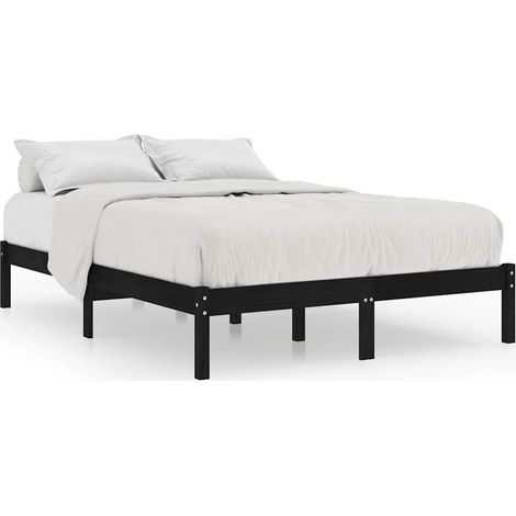 Maison Exclusive - Massivholzbett Schwarz 150x200 cm (1/5)