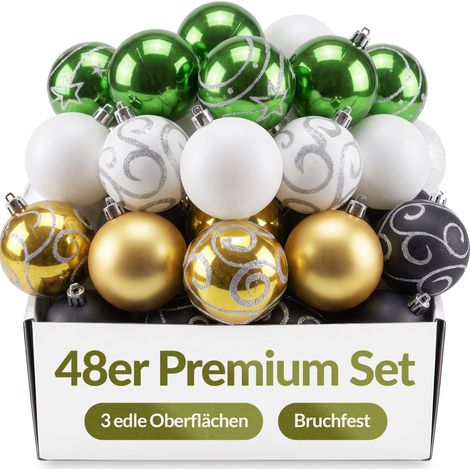 CASARIA® Christbaumkugeln Ø 6cm Kunststoff matt glänzend Christbaumschmuck Anhänger Weihnachtsbaumkugeln Weihnachtsdeko Weihnachtsbaum Grün 48er Set (1/5)