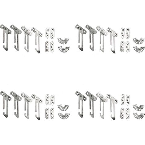 Lot de 16 limiteurs d'ouverture de fenêtre avec crochets et vis pour fenêtres PVC argentées (1/5)