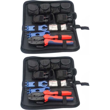 2 Sets kit herramientas fotovoltaicas, alicates de engarce LY-2546B, conector MC4 solar, alicates de carraca de precisión para cableado eléctrico (1/5)
