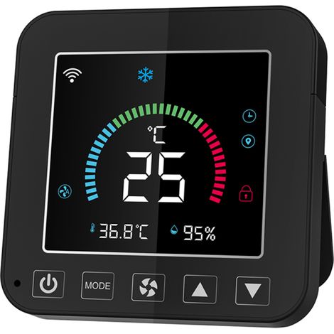 Thermostat Tuya WiFi intelligent avec écran tactile couleur LCD, contrôle à distance de la température et de l'humidité (-10℃-60℃), thermostat infrarouge pour climatiseur. (1/5)