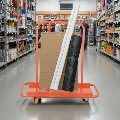 Carrello portapannelli 119x58x119 cm, struttura triangolare, 4 ruote piroettanti, acciaio legato, arancione (1/5)
