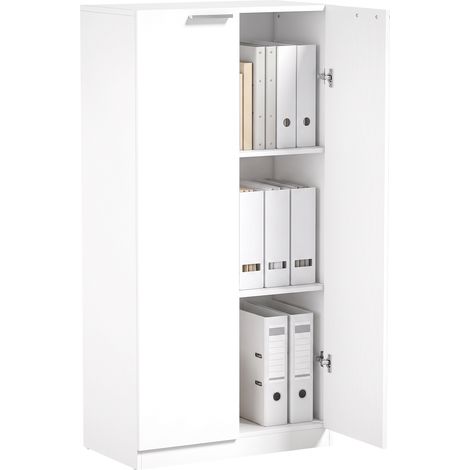 HOMCOM 3-Tier Wooden Storage Cabinet Cupboard Soft Close 120 cm Tall White (1/5)