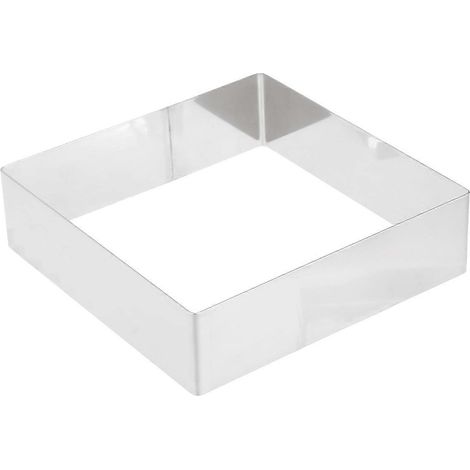 Moule à mousse carré en acier inoxydable, cercle à pâtisserie, outil de cuisson (argenté 23 cm) (1/2)