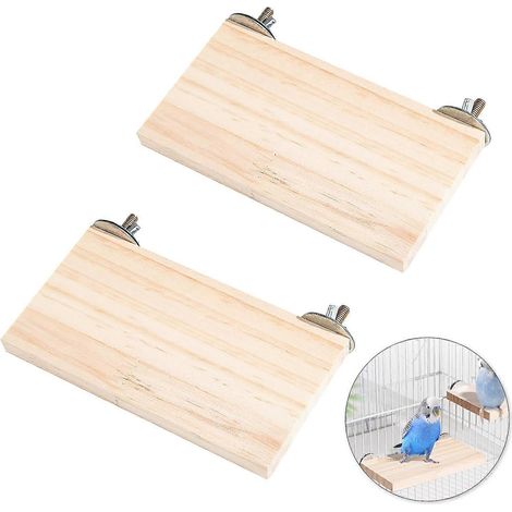 Set aus 2 Vogelplattformen, Holzstangen für Hamster und andere Haustiere, natürliches Spielzeug und Zubehör für Wellensittiche und Chinchillas.