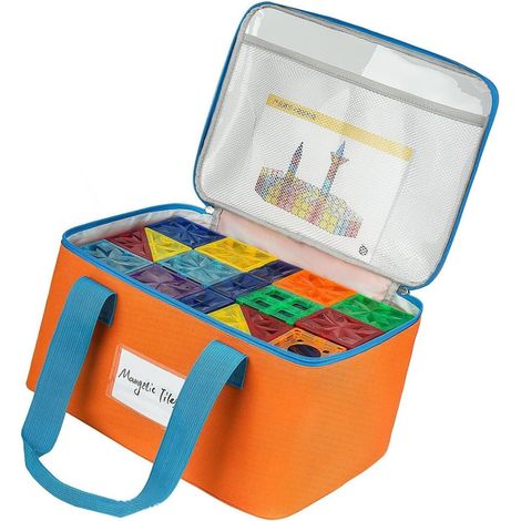 Fourre-tout de rangement transparent pour blocs de construction, de rangement à fermeture éclair pour jouets avec poignées de transport pour le nettoyage du salon et un accès facile, poignée de de (1/5)
