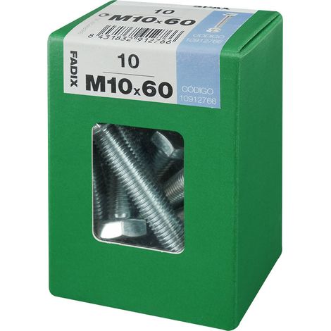 Caja l 10 unid. tornillo metrica cab hex+tuerca cinc m 10x60mm fadix (1/2)