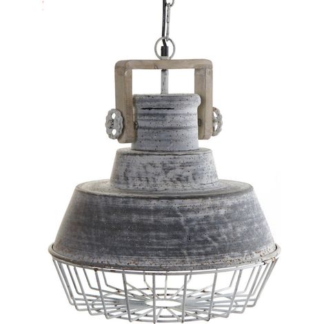 Suspension industrielle métal gris esthétique moderne - Gris décapé effet vieilli (1/5)