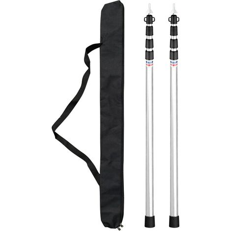 VURAHOME -Poteaux de bâche télescopiques Poteaux de tente de camping réglables Poteaux de tente portables légers en aluminium de remplacement pour auvents Auvent Abri anti-pluie (Argent 2pcs) (1/5)