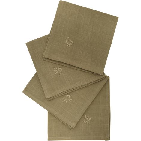 4 serviettes de table Joy 40x40cm vert kaki - Atmosphera créateur d'intérieur (1/5)