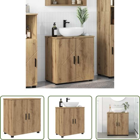 vidaXL Rangement salle de bain - Cabinet de salle de bain Chêne artisanal 61 x 35 x 64 cm (1/5)