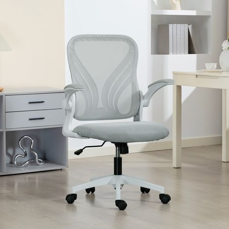 Sedia da ufficio ergonomica, sedia da ufficio in rete, schienale pieghevole, braccioli ribaltabili, 73x62x101-111 cm, grigia