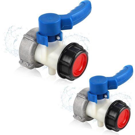 Robinets De Vidange Pour Réservoirs IBC - DN50 - Entrée 75 Mm - Sortie 55 Mm - Pour Réservoirs De 1000 L - Lot De 2 (1/5)