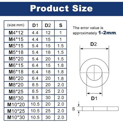 Grande Rondelle Inox M10 X 30mm épaisseur 2mm Rondelles Metal 20 Pièces Acier Inoxydable A2 V2A Rondelles Plates DIN 125 Rondelle De Blocage Pour Vis Et Boulons Filetés (1/5)