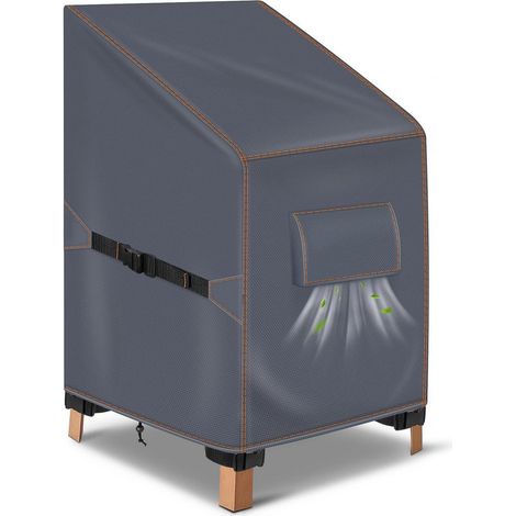 Housse de chaise de jardin imperméable 80x85x60/90cm, protection empilable 420D, anti-UV, gris (1/5)