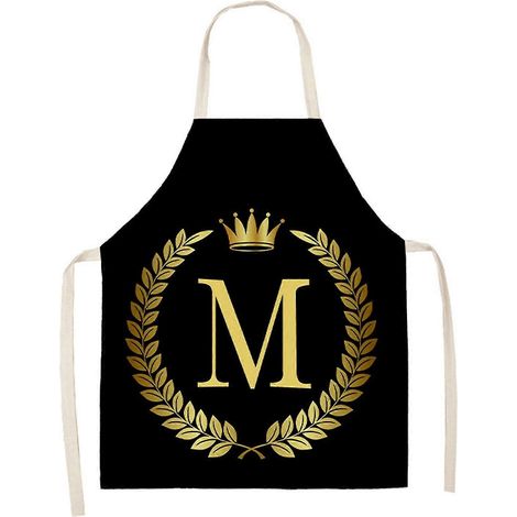Tablier de cuisine en lin - Tablier sans manches en coton et lin imprimé de lettres