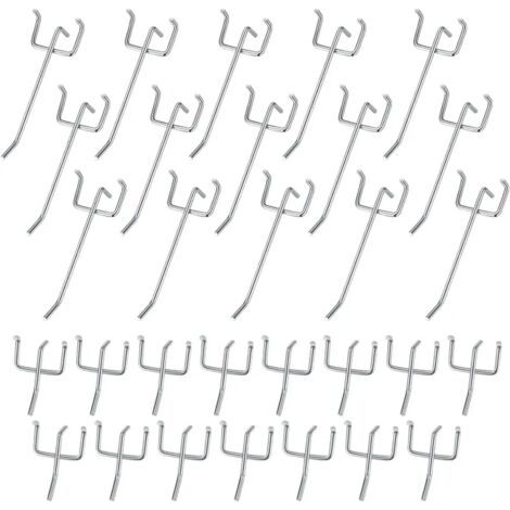 royaluxe-30 Pièces Crochets pour Panneaux Perforés, Crochets Panneau Perforé Porte Mural, Crochets Muraux pour Organiser Outils Établi Rayonnages - 10cm/5cm (1/5)