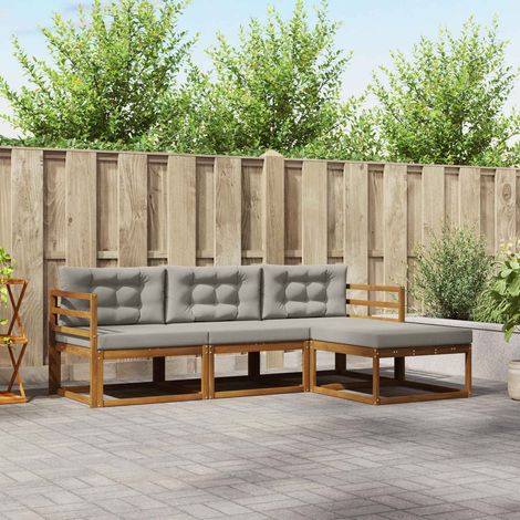 vidaXL Outdoor-Sofagarnitur mit Kissen 4 pcs Natürlich und Hellgrau (1/5)