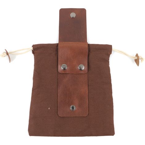 Pochette de rangement pour légumes de jardin, sac de ceinture de recherche de nourriture en cuir pour le camping en plein air, voyage de randonnée, poche de recherche de nourriture pliable (marron) A (1/2)
