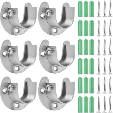 Ensemble de 6 supports de tringle à rideaux en acier inoxydable, capacité 100 kg, pour tringles d'un diamètre maximal de 25 mm. (1/5)