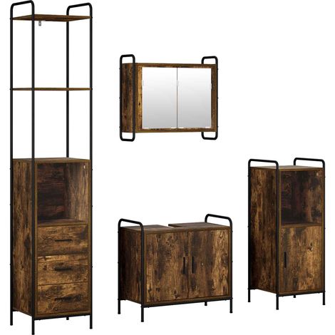vidaXL Set di Armadi da Bagno 4 pz Rovere Fumo 40 x 36 x 200,5 cm (1/5)