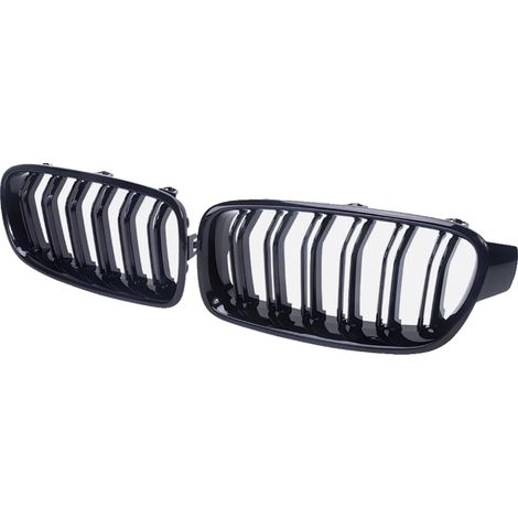 Grille avant, plastique ABS de haute qualité, design à double ligne, compatible avec la série de berlines de luxe F30 F31 F35, laqué noir brillant, conception de remplacement direct (1/5)