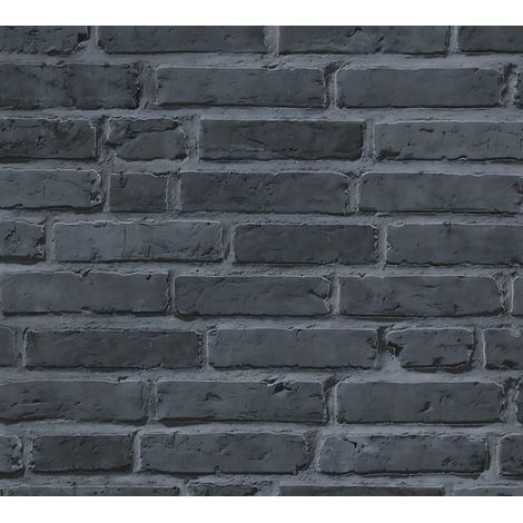 Carta da parati a pietre e mattonelle Profhome 942833 Carta da parati TNT liscia con elementi di natura opaca nero grigio 5,33 m2