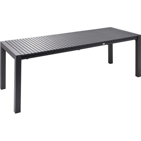 Mesa de jardín extensible 160/220 x 90 cm acabado de aluminio con recubrimiento en polvo exterior moderno gris oscuro Ardesio