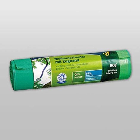 Secolan Sacchetti Pattumiera con Nastro 60 Litri Verde 1x15 (1/5)