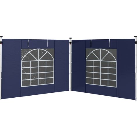 Rideaux de pavillon de jardin bleus lot de 2, avec fenêtres et portes, pour 3x6m ou 3x3m