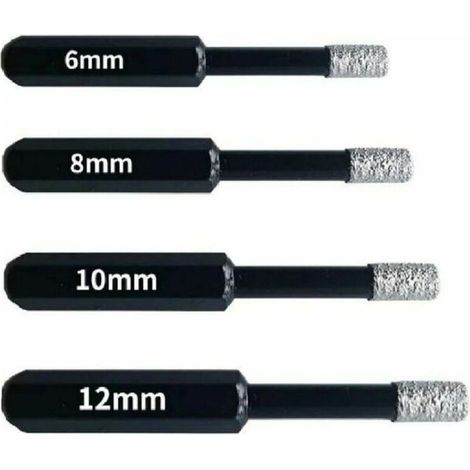 Forets Diamant Professionnels pour Carrelage, Céramique, Verre et Pierre - Coffret de 4 Mèches Diamantées (6mm, 8mm, 10mm, 12mm) - Scies-Cloches pour Grès Cérame et Tuiles (1/5)