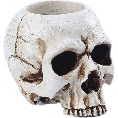 Totenkopf-Kerzenhalter aus Kunstharz, Esstischdekoration im gotischen Stil