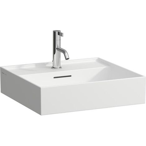 Lavabo KARTELL 500 x 460 mm, encastrable sous avec trop-plein, 1 trou pour robinet finition blanc mat LAUFEN