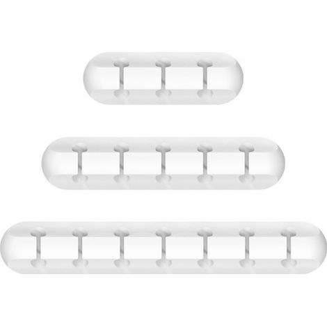 Juego de 3 clips universales para cables, ideales para la oficina, el coche y el hogar. Organizador de cables USB y de ordenador. Color blanco. (1/5)