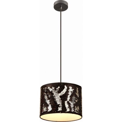 Lampe suspension noire à sequins Crazy E27 60W Reality