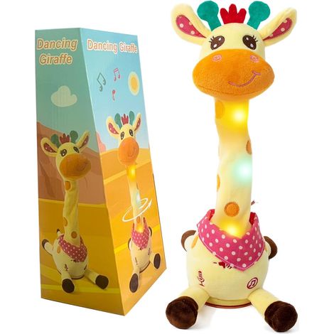 Peluche Girafe Dansante Bluetooth Rechargeable 35cm Interactive Enregistrement Lumineuse Douce Cadeau Éveil Bébé Fille Garçon (1/4)