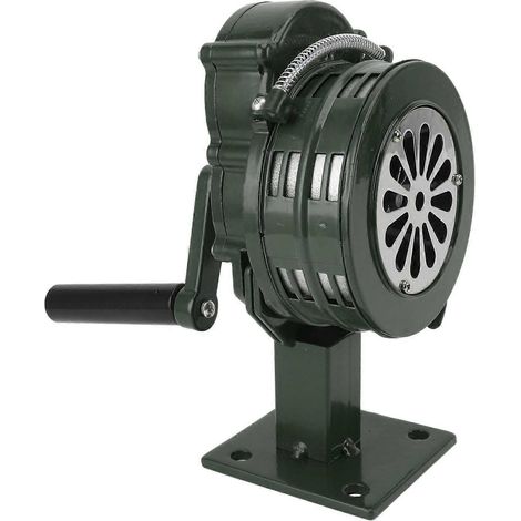 Sirène à manivelle 110 dB alarme d'urgence manuelle avec volume réglable verte pour la sécurité incendie et catastrophes. (1/5)