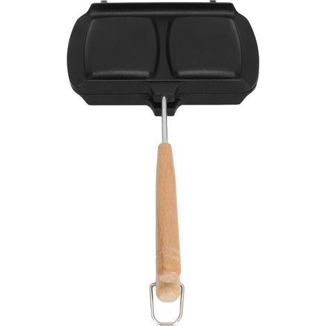 Poêle à sandwichs double face antiadhésive avec poignée amovible, idéale pour la cuisson des œufs et des toasts sur une cuisinière à gaz. (1/5)